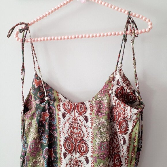 NWOT Zara floral print satin effect sleeveless self-tie strap cami top, XS - Picture 13 of 13
